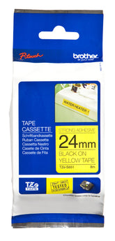 Brother TZe-S651 - Adhesivo extrafuerte - Negro sobre amarillo - Rollo (2,4 cm x 8 m) 1 Cassette(s) Cinta laminada - Para Brother PT-D600, P-Touch PT-3600, D800, E550, E800 , P750, P900 , P950, P-Touch EDGE PT-P750