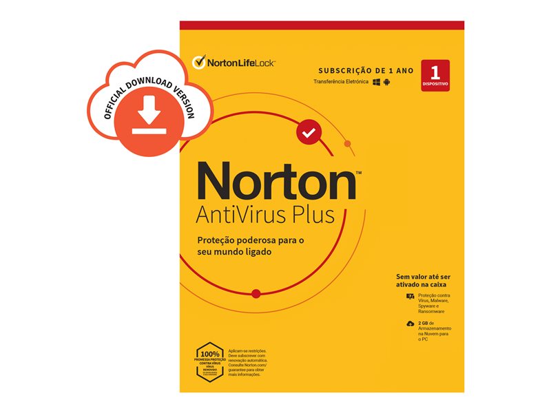 Norton AntiVirus Plus - Para Tech Data - licença de assinatura (1 ano) - 1 dispositivo, 2 GB de espaço de armazenamento na cloud - Download - ESD - Win, Mac - Portugal, Sul da Europa