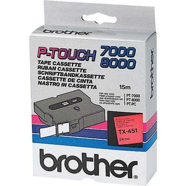 Brother TX - Negro sobre rojo - Rollo (2,4 cm) 1 Cassette(s) de cinta laminada - para P-Touch PT-30, PT-7000, PT-8000, PT-PC