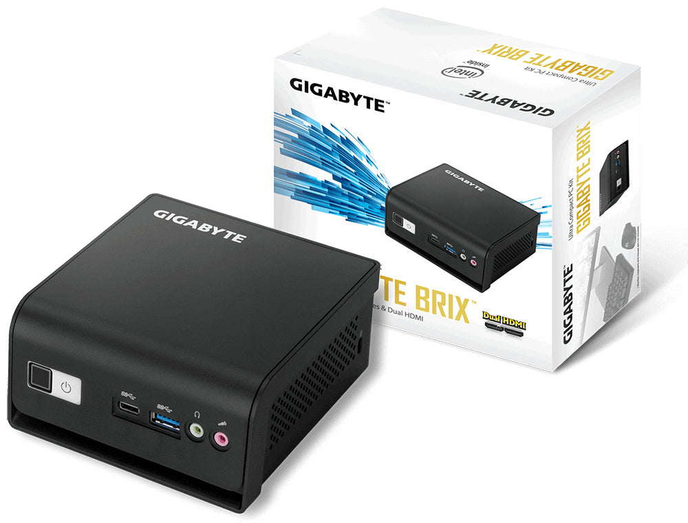 Gigabyte BRIX GB-BLCE-4000RC (rev. 1.0) - Barebone - Kit de PC ultracompacto - 1 x Celeron N4000 / 1.1 GHz - RAM 0 GB - UHD Graphics 600 - GigE