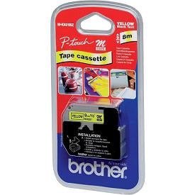 Brother M-K621BZ - Negro sobre amarillo - Rollo (0,9 cm x 8 m) 1 Cassette(s) Cinta sin laminar - para P-Touch PT-55, PT-65, PT-75, PT-85, PT-90, PT -BB4