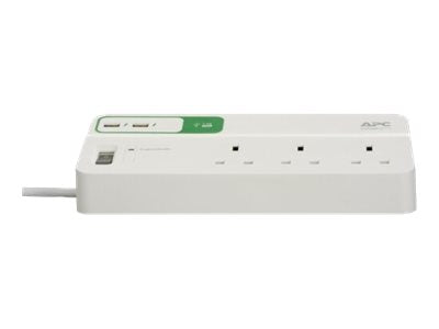 APC SurgeArrest Essential - Protector contra picos de corrente - AC 230 V - conectores de saída: 8 - Reino Unido - branco (PM6U-UK)