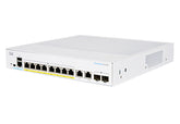 Cisco Business 350 Series 350-8FP-2G - Switch - L3 - Administrado - 8 x 10/100/1000 (PoE+) + 2 x Gigabit Ethernet/Gigabit SFP Assembly - montaje en riel - PoE+ (120 W)