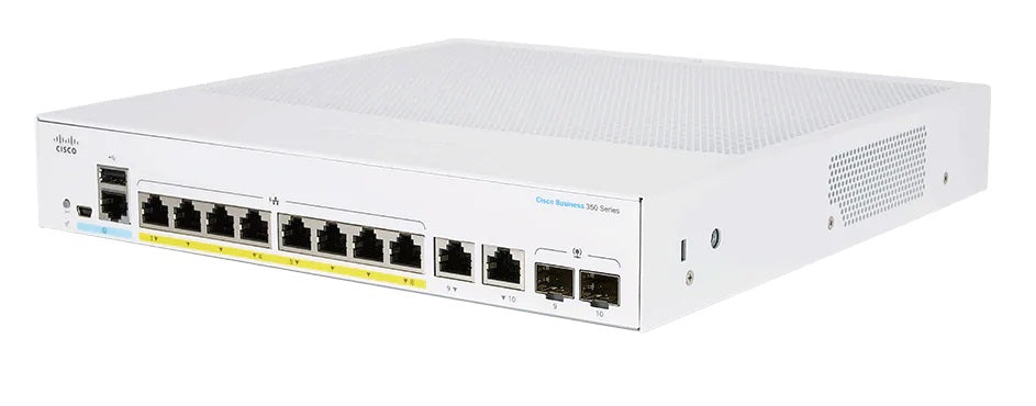 Cisco Business 250 Series CBS250-8P-E-2G - Interruptor - L3 - inteligente - 8 x 10/100/1000 (PoE+) + 2 x conjunto Gigabit Ethernet/Gigabit SFP - montável em trilho - PoE+ (67 W)