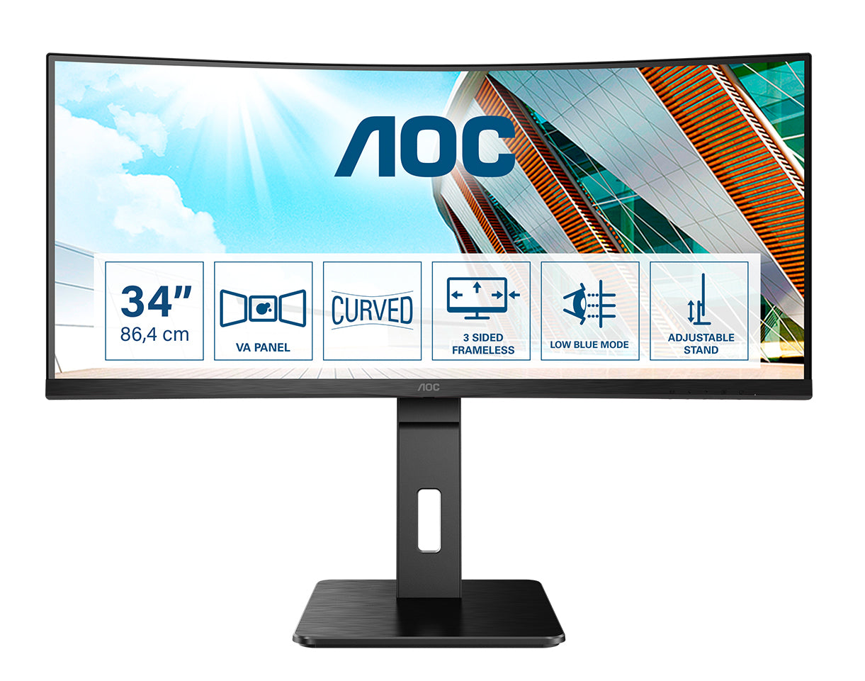 MONITOR AOC VA 34 21:9 QHD CURVADO HDMI DP ALTAVOCES USB TIENE CU34P2A