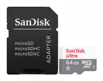 SanDisk Ultra - Flash Memory Card (microSDHC to SD Adapter Included) - 64 GB - Class 10 - microSDXC UHS-I