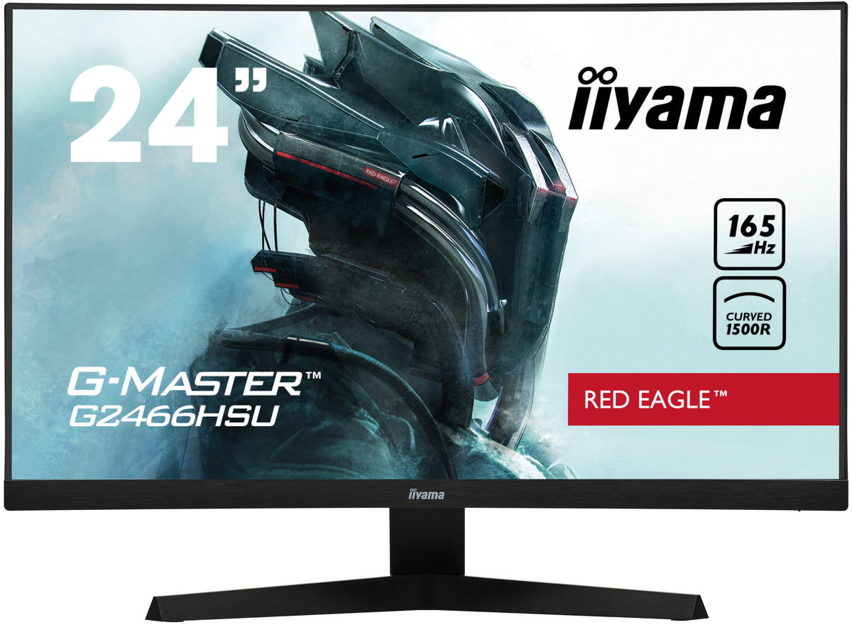 iiyama G-MASTER Red Eagle G2466HSU-B1 - Monitor LED - curvo - 24" (23.6" visível) - 1920 x 1080 Full HD (1080p) @ 165 Hz - VA - 250 cd/m² - 3000:1 - 1 ms - 2xHDMI, DisplayPort - altifalantes - preto opaco