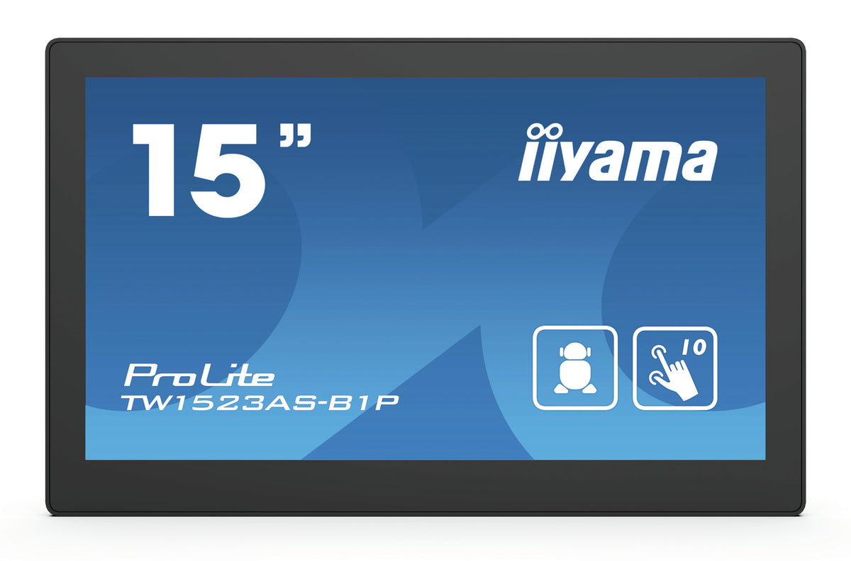 iiyama ProLite TW1523AS-B1P - Monitor LED - 15.6" - estacionário - ecrã de toque - 1920 x 1080 Full HD (1080p) - IPS - 450 cd/m² - 1000:1 - 30 ms - HDMI - altifalantes - preto, mate