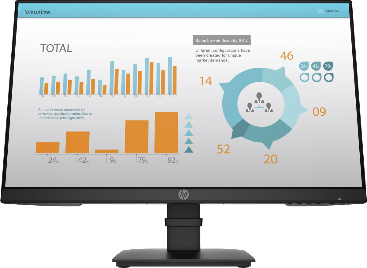 HP P24 G4 - P-Series - monitor LED - 23.8" - 1920 x 1080 Full HD (1080p) @ 60 Hz - IPS - 250 cd/m² - 1000:1 - 5 ms - HDMI, VGA, DisplayPort - preto