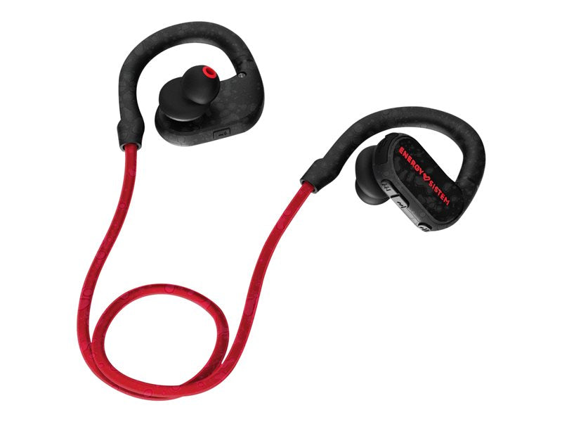 Energy Earphones BT Running 2 - In-Ear Headphones with Microphone - In-Ear - Over-Ear Mount - Bluetooth - Wireless - Red Neon