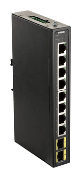 D-Link DIS 100G-10S - Switch - no management - 8 x 10/100/1000 + 2 x 100/1000 SFP - DIN rail mountable, wall mountable