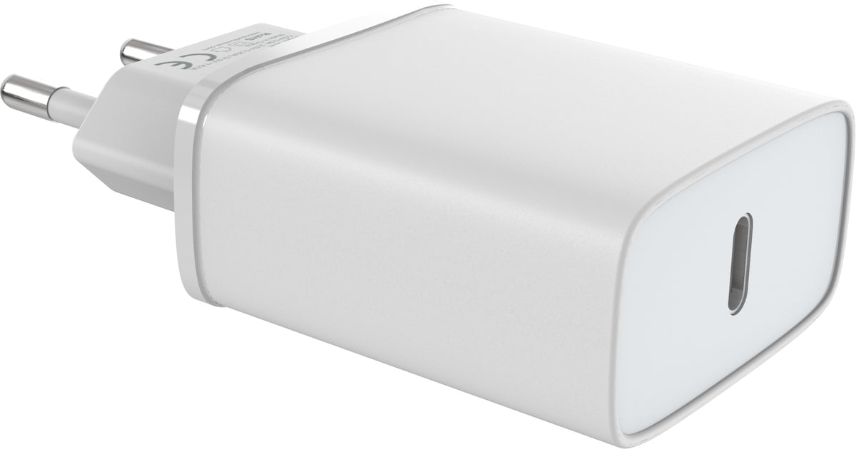 VISION Professional installation-grade USB-C Charger with EU Plug adapter - LIFETIME WARRANTY - From MFI certified factory - 20W - 5V/3A or 9V/2.2A or 12V/1.67A - USB-C socket - EU CEE 7/7 Schuko plug - suitable for iPhone Pro and Pro Max and all iPa
