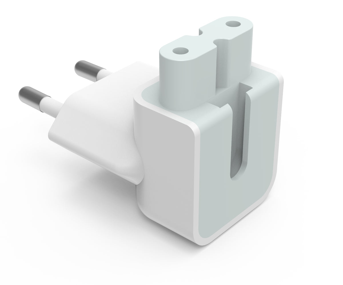 VISION Professional installation-grade EU Duckhead adapter for Apple Power Supply - LIFETIME WARRANTY - fits to C7 figure-8 socket on Apple PSU - EU CEE 7/7 Schuko plug - white