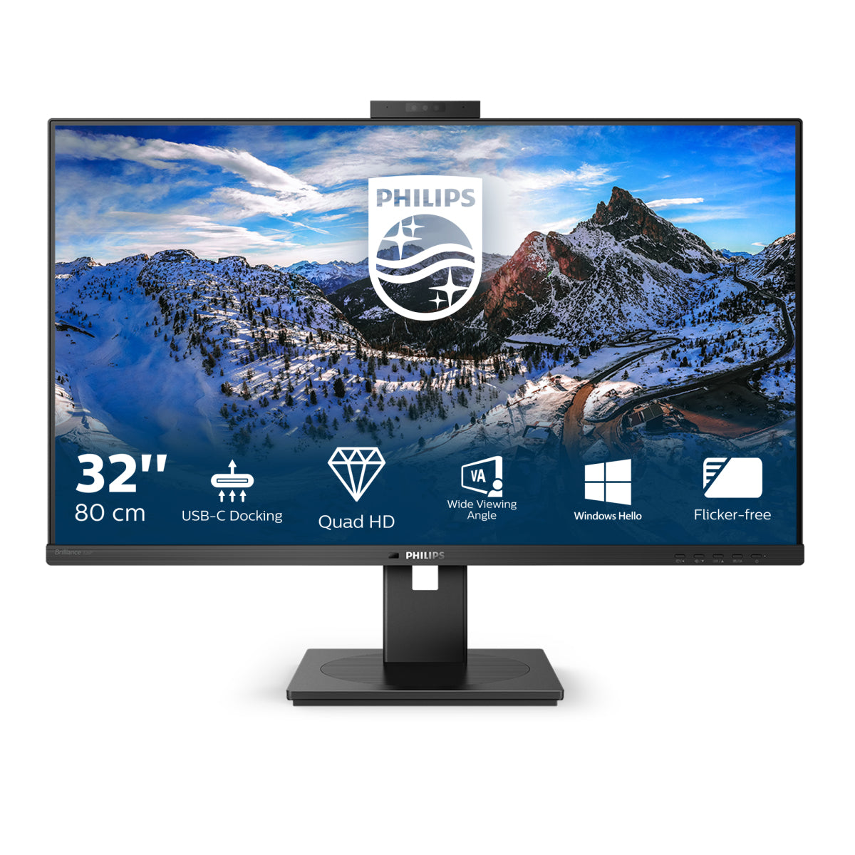 Philips P-line 326P1H - Pantalla LED - 32" (31,5" visibles) - 2560 x 1440 QHD @ 75 Hz - IPS - 350 cd/m² - 1000:1 - 4 ms - 2xHDMI, DisplayPort, USB-C - altavoces - textura negro - para exone go Business 1570 II, go Expert 1775, go Workstation 1575, g