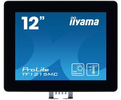 iiyama ProLite TF1215MC-B1 - Monitor LED - 12.1" - moldura aberta - ecrã de toque - 1024 x 768 - IPS - 540 cd/m² - 1000:1 - 25 ms - HDMI, VGA, DisplayPort - preto