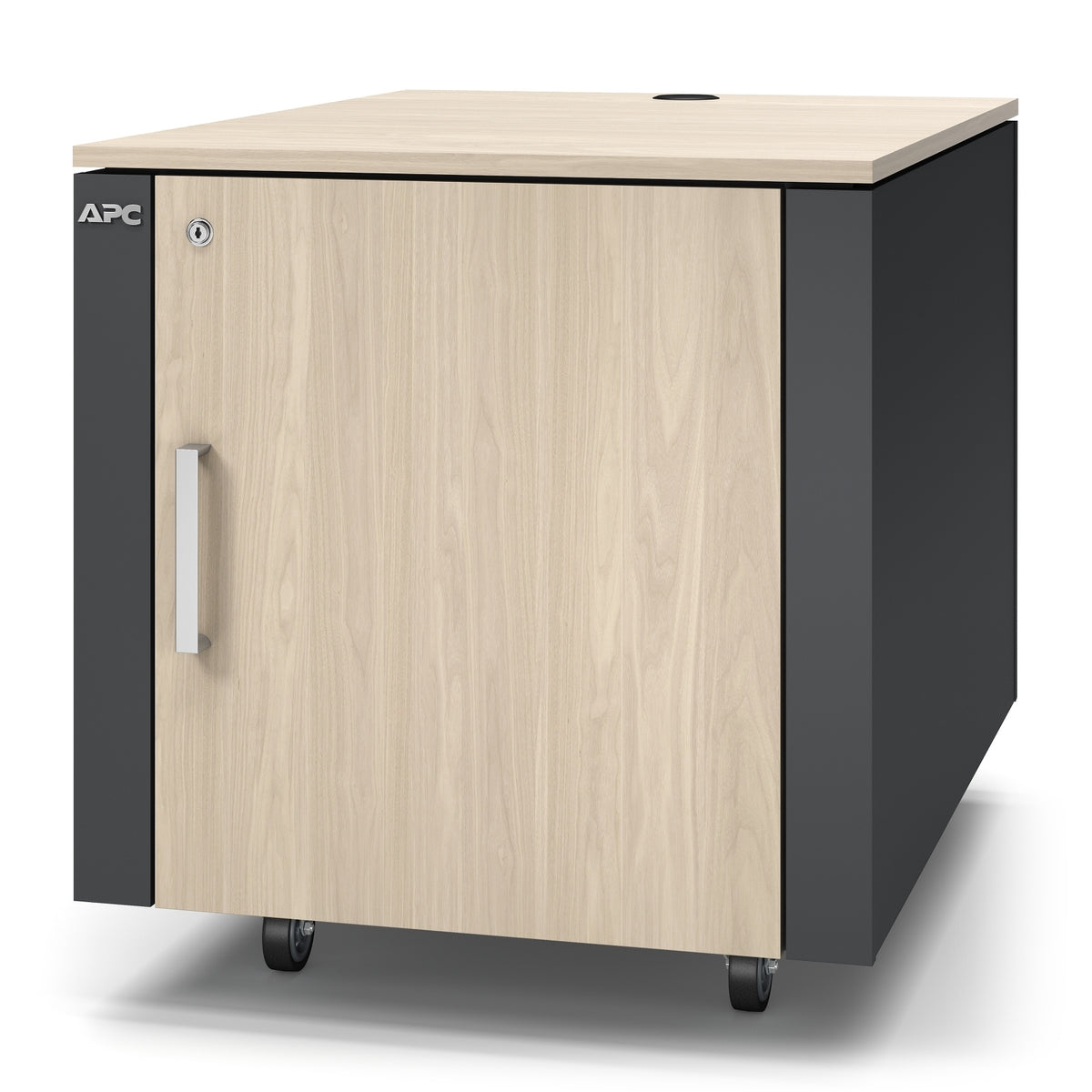 APC NetShelter CX Mini - Shelving Cabinet - with Power Distribution Unit - AC 100/120/200/208/230/240 V - Grey, Oak - 12U - 19"