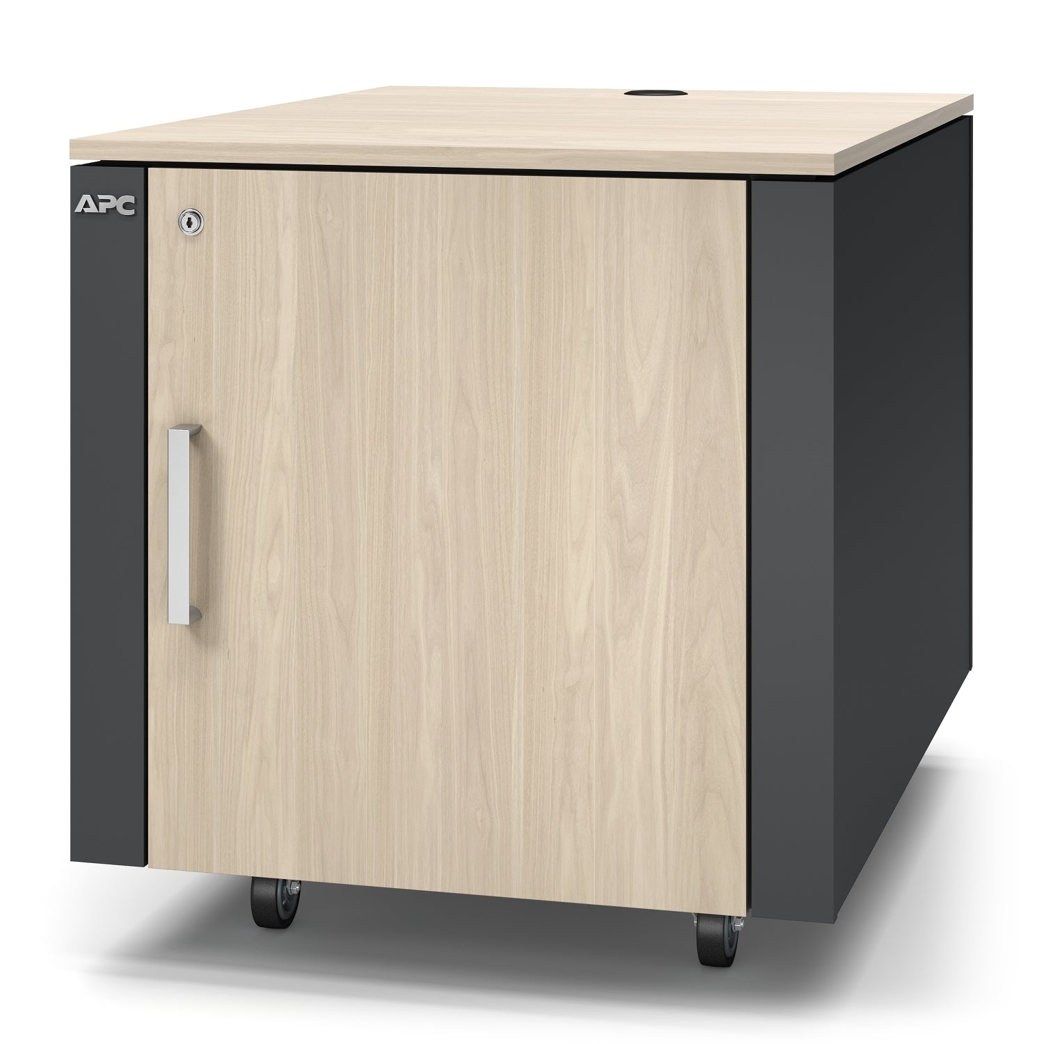 APC NetShelter CX Mini - Gabinete con estantería - con unidad de distribución de energía - CA 100/120/200/208/230/240 V - Gris, Roble - 12U - 19"