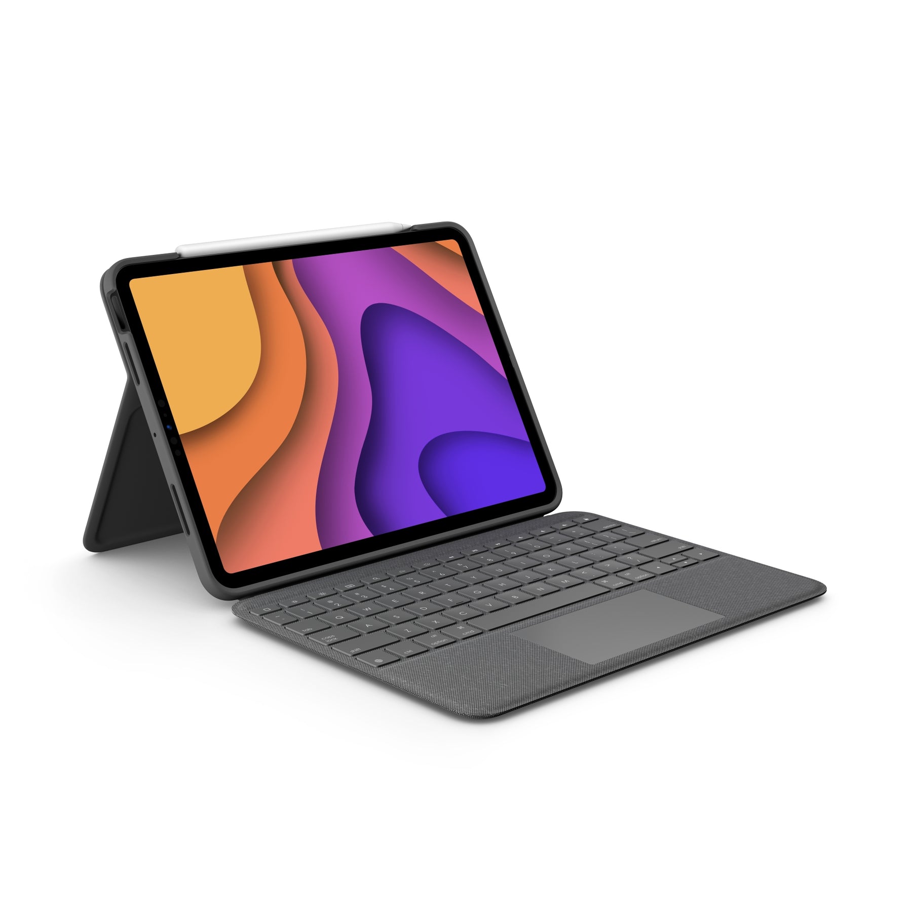 Logitech Folio Touch - Keyboard and folio folder - with trackpad - backlit - Apple Smart connector - AZERTY - French - oxford gray - for Apple 10.9-inch iPad Air (4th generation)