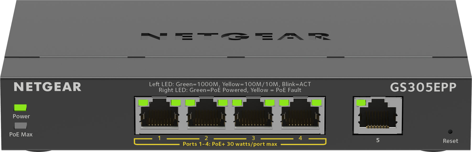 NETGEAR Plus GS305EPP - Switch - smart - 5 x 10/100/1000 (4 PoE+) - desktop, wall mountable - PoE+ (120 W)