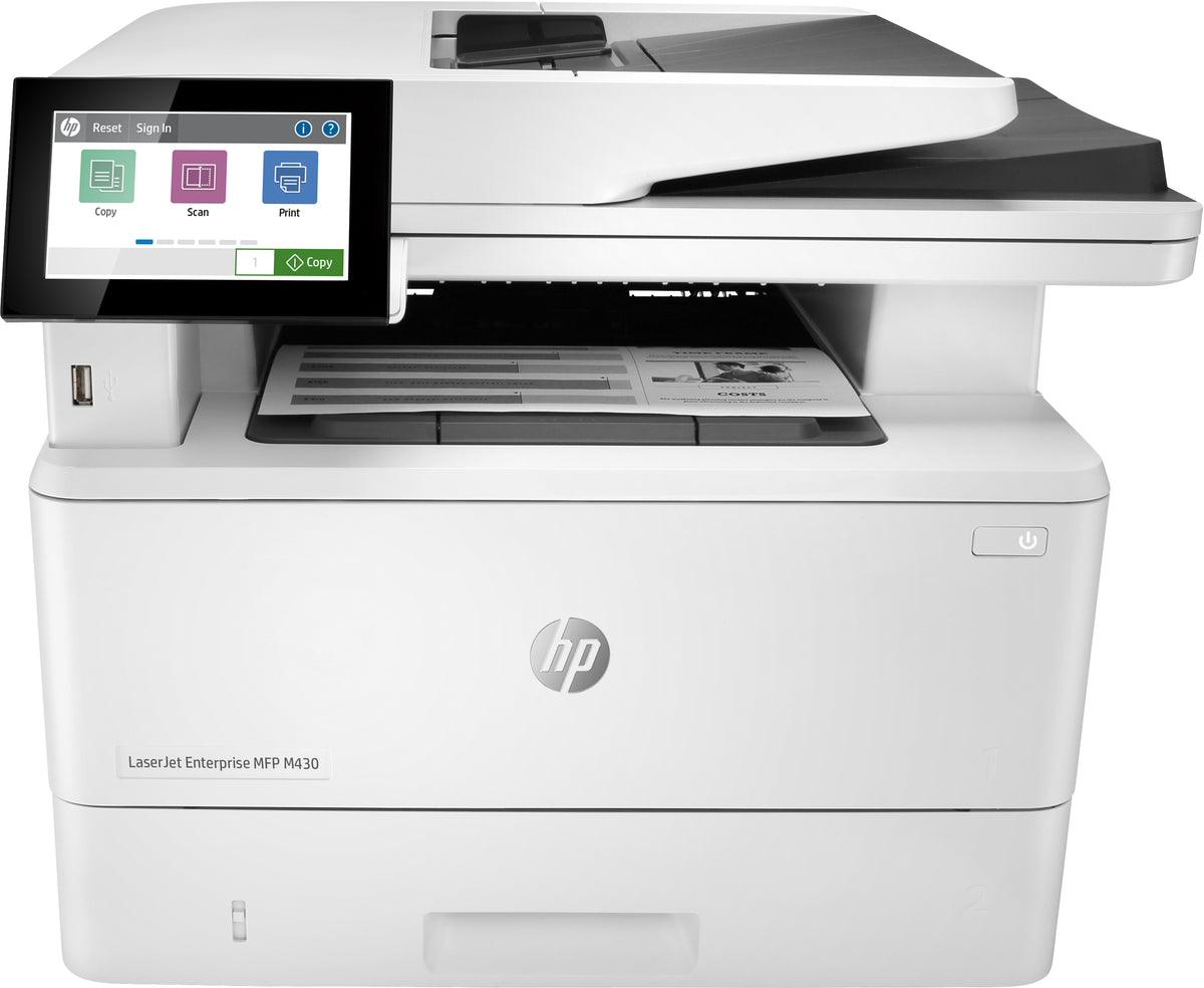 HP LaserJet Enterprise MFP M430f - Multifunction Printer - B/W - laser - 216 x 297 mm (original) - A4 (media) - up to 38 ppm (copy) - up to 40 ppm (print) - 350 sheets - 33.6 Kbps - USB 2.0, Gigabit LAN, USB 2.0 host