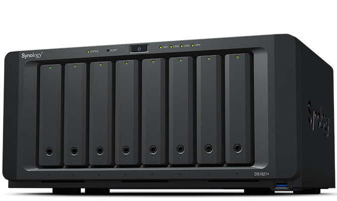 Synology Disk Station DS1821+ - Servidor NAS - 8 bahías - SATA 6Gb/s - RAID (expansión de disco duro) 0, 1, 5, 6, 10, JBOD - RAM 4 GB - Gigabit Ethernet - Soporte iSCSI