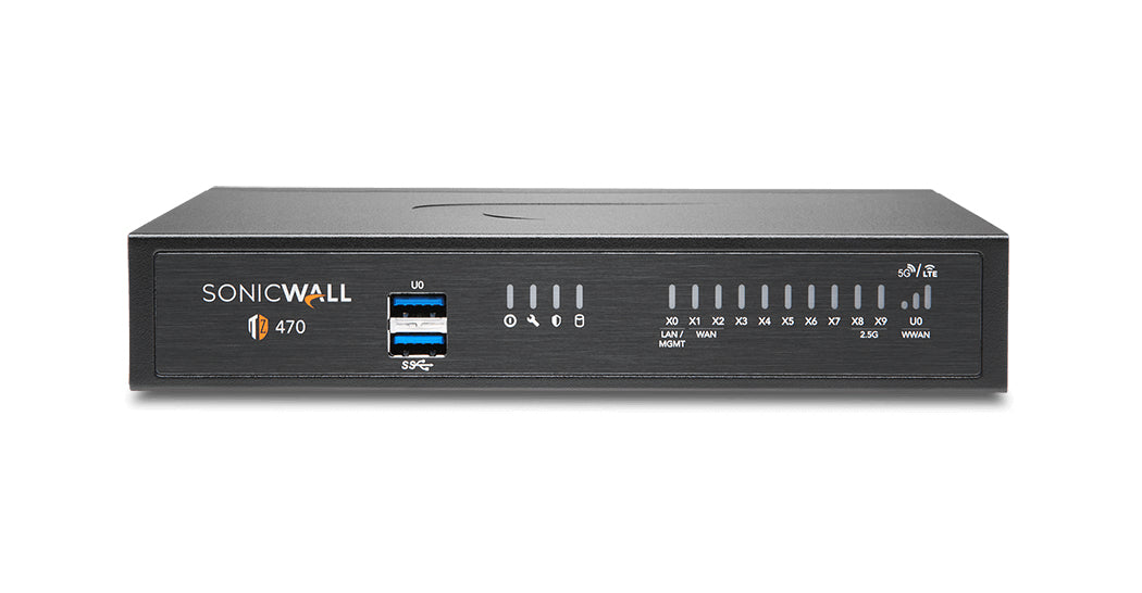 SonicWall TZ470W - Essential Edition - Security Appliance - 1 Year TotalSecure - GigE, 2.5 GigE - Wi-Fi 5 - 2.4GHz, 5GHz - Desktop