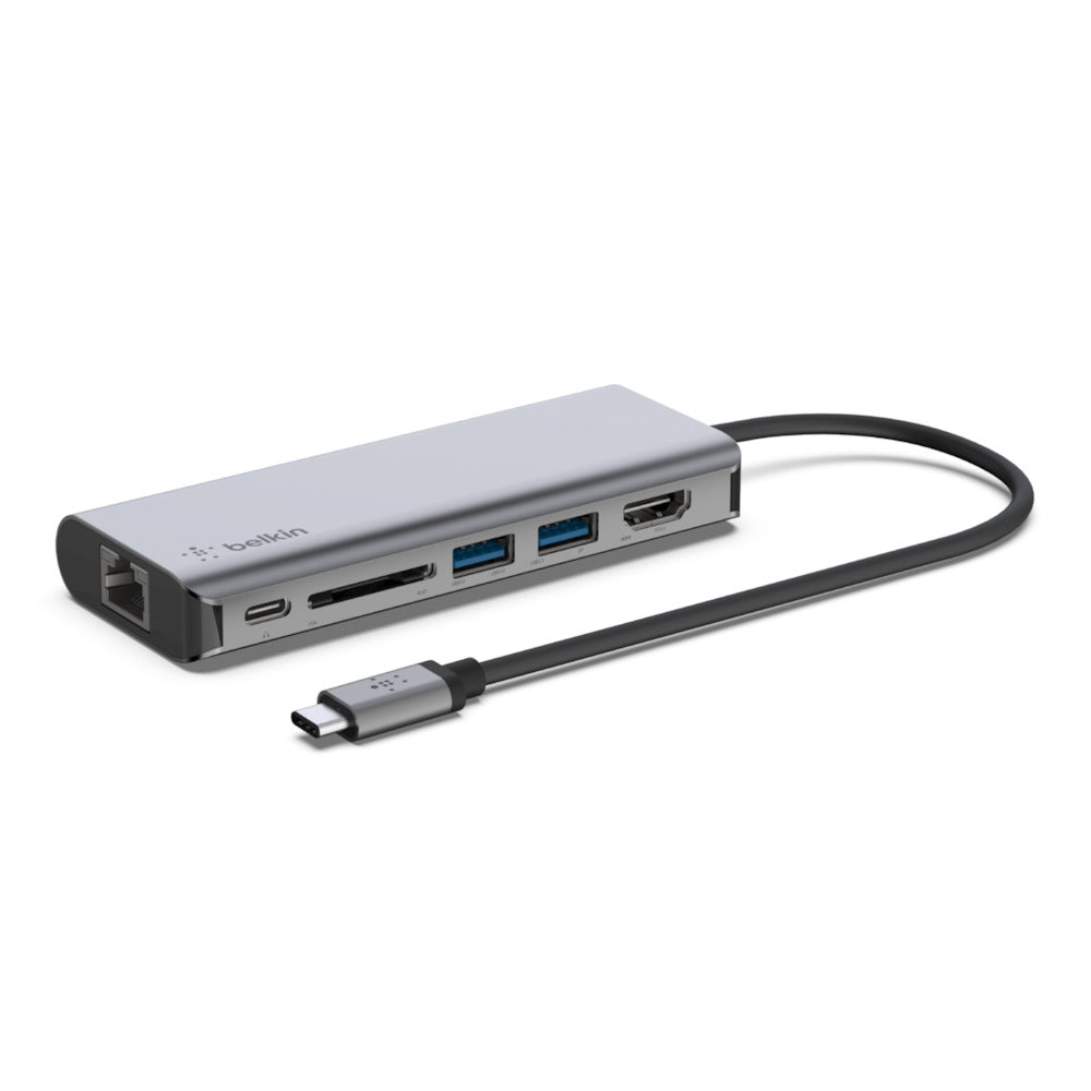 Adaptador multipuerto 6 en 1 USB-C CONNECT de Belkin - Estación de acoplamiento - USB-C - HDMI - GigE