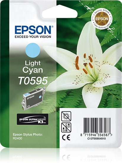 Epson T0595 - 13 ml - light cyan blue - original - blister - ink cartridge - for Stylus Photo R2400