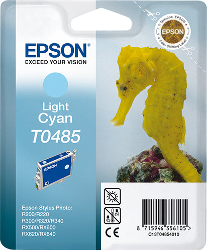 Epson T0485 - 13 ml - light cyan blue - original - blister - ink cartridge - for Stylus DX3800, Stylus Photo R200, R220, R300, R320, R340, RX500, RX600, RX620, RX640