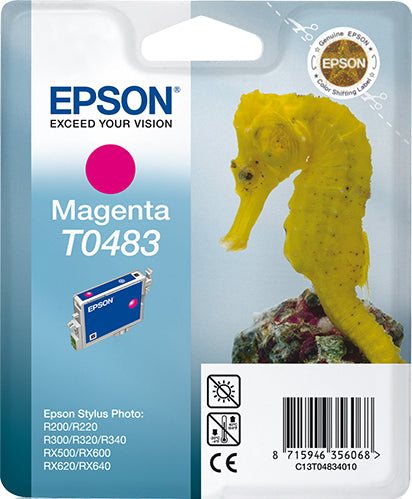 Epson T0483 - 13 ml - magenta - original - blister - cartucho de tinta - para Stylus DX3800, Stylus Photo R200, R220, R300, R320, R340, RX500, RX600, RX620, RX640