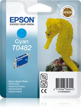 Epson T0482 - 13 ml - azul cyan - original - blister com RF/alarme acústico - tinteiro - para Stylus DX3800, Stylus Photo R200, R220, R300, R320, R340, RX500, RX600, RX620, RX640