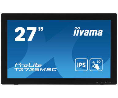 iiyama ProLite T2735MSC-B3 - Monitor LED - 27" - pantalla táctil - 1920 x 1080 Full HD (1080p) - IPS - 300 cd/m² - 1000:1 - 5 ms - HDMI, VGA, DisplayPort - altavoces - negro