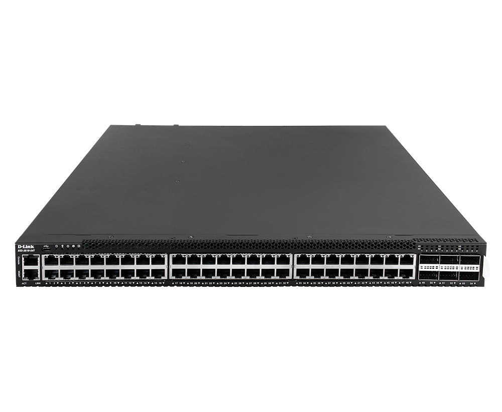 D-Link DXS 3610-54T - Switch - L3 - Managed - 48 x 10 Gigabit Ethernet + 6 x 40 Gigabit QSFP+ / 100 Gigabit QSFP28 - front to back airflow - rail mountable