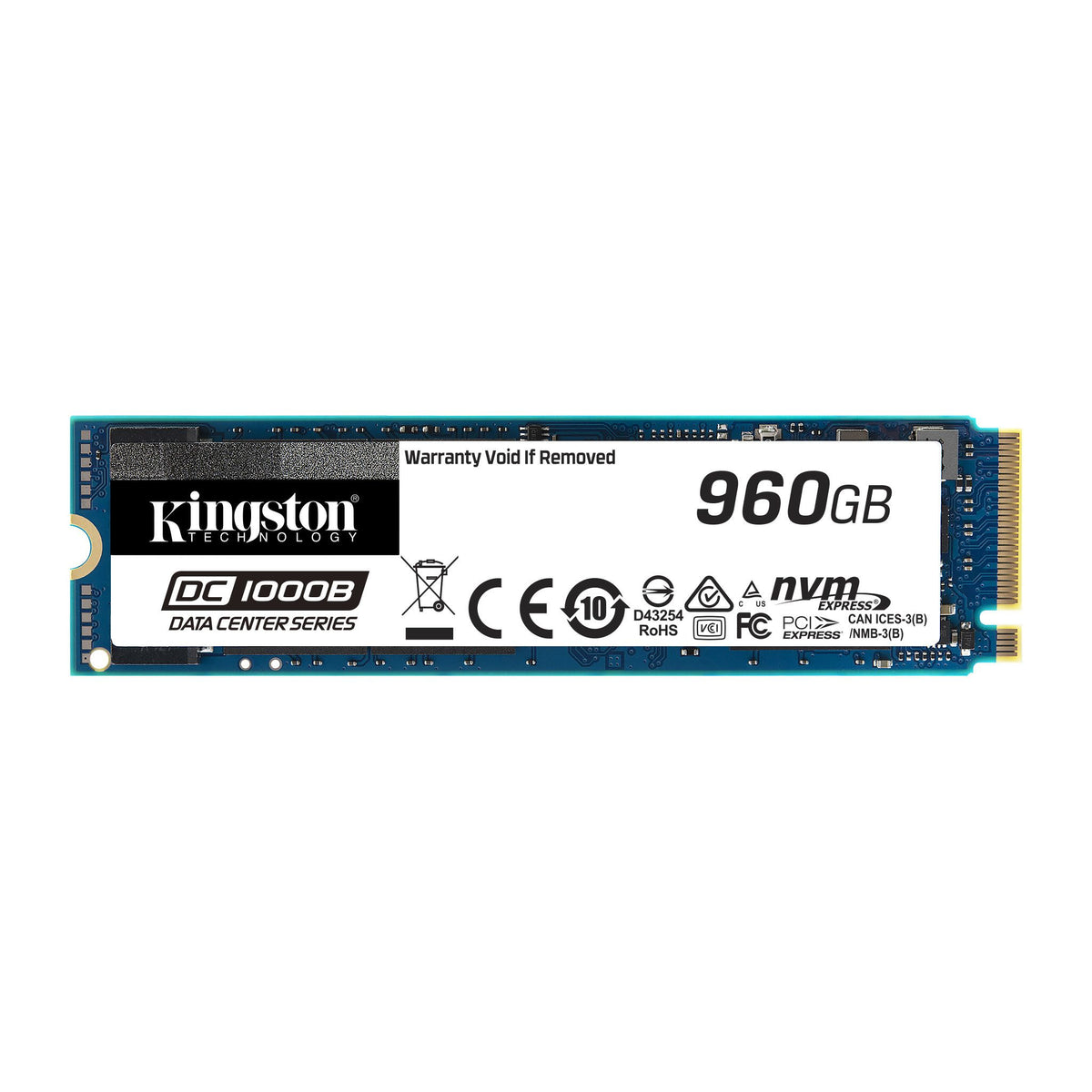 Kingston Data Center DC1000B - SSD - encrypted - 960 GB - internal - M.2 2280 - PCIe 3.0 x4 (NVMe) - 256-bits AES - Self-Encrypting Drive (SED)