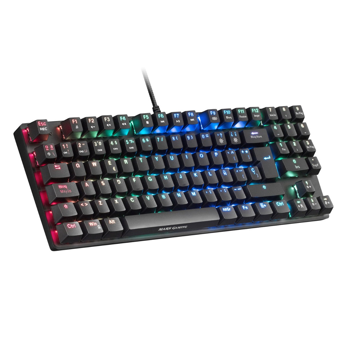 Keyboard MARS GAMING MKREVO PRO RGB MECHANICAL TKL FULL KEYBOARD, OUTEMU SQ BLUE, PORTU (MKREVOPROBPT)