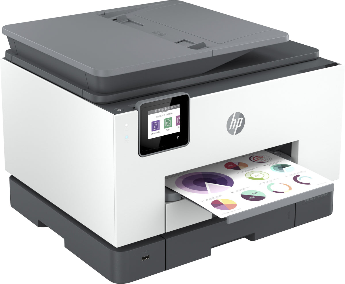 HP Officejet Pro 9022e All-in-One - Impressora multi-funções - a cores - jacto de tinta - Legal (216 x 356 mm) (original) - A4/Legal (media) - até 23 ppm (cópia) - até 24 ppm (impressão) - 250 folhas - 33.6 Kbps - USB 2.0, LAN, Wi-Fi(n), host USB - T