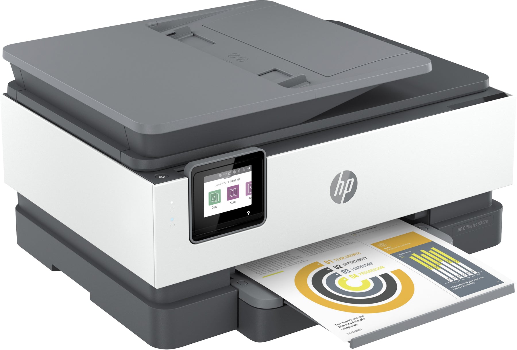 HP Officejet Pro 8022e All-in-One - Impressora multi-funções - a cores - jacto de tinta - Legal (216 x 356 mm) (original) - A4/Legal (media) - até 13 ppm (cópia) - até 20 ppm (impressão) - 225 folhas - 33.6 Kbps - USB 2.0, LAN, Wi-Fi(n) - Elegível pa