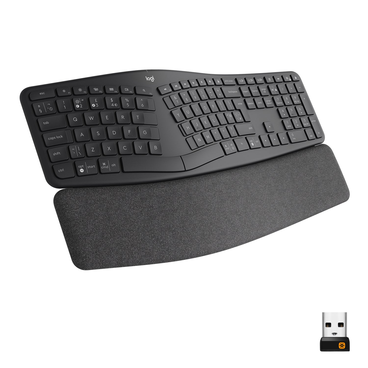 Logitech ERGO K860 - Keyboard - Wireless - 2.4GHz, Bluetooth 5.0 - QWERTY - American International Standard - graphite