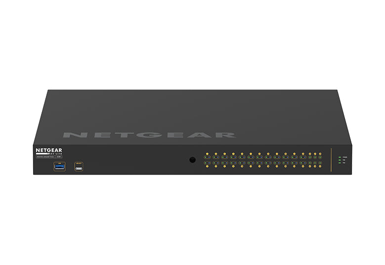NETGEAR AV Line M4250-26G4XF-PoE+ - Interruptor - L3 - Administrado - 24 x 10/100/1000 (PoE+) + 2 x 10/100/1000 + 4 x 1 Gigabit / 10 Gigabit SFP+ - fluxo de ar lado para lado - montável em trilho - PoE+ (480 W)