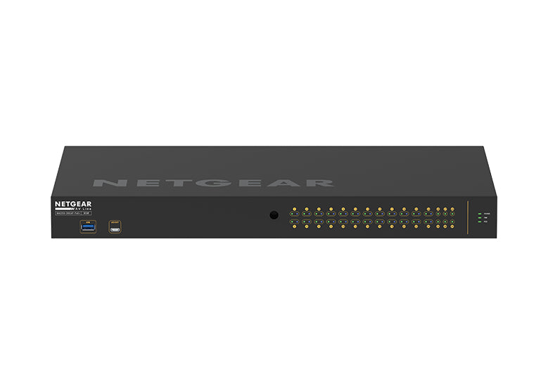 NETGEAR AV Line M4250-26G4F-PoE+ - Interruptor - L3 - Administrado - 24 x 10/100/1000 (PoE+) + 2 x 10/100/1000 + 4 x 1000Base-X SFP - fluxo de ar lado para lado - montável em trilho - PoE+ (300 W)