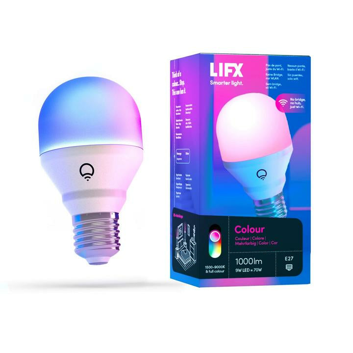 LIFX Color - Bombilla LED - forma: A60 - E27 - 9 W (equivalente a 70 W) - clase E - multicolor/luz cálida a blanco frío - 1500-9000 K - blanco