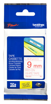 Brother TZe-222 - Vermelho sobre branco - Rolo (0,9 cm x 8 m) 1 cassete(s) fita laminada - para Brother PT-D210, D600, H110, P750, P950, P-Touch Cube PT-P300, P-Touch Cube Pro PT-P910