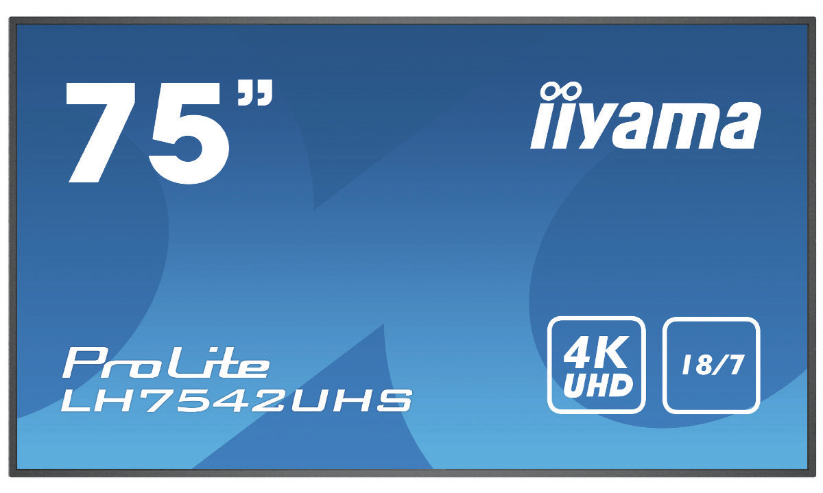 iiyama ProLite LH7542UHS-B3 - 75" Classe Diagonal (74.5" visível) ecrã LCD com luz de fundo LED - sinalização digital - 4K UHD (2160p) 3840 x 2160 - preto opaco