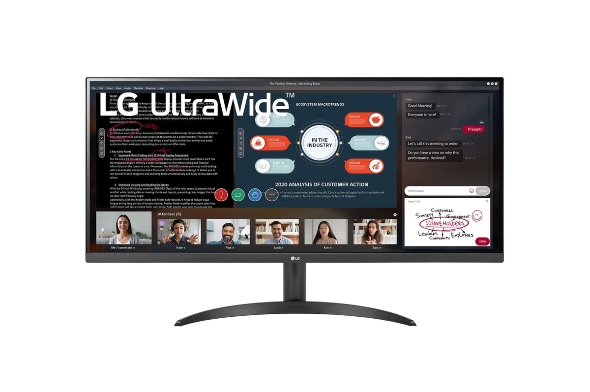 MONITOR LG IPS 34 21:9 ULTRA ANCHO FHD 5MS 75HZ HDMI 34WP500-B