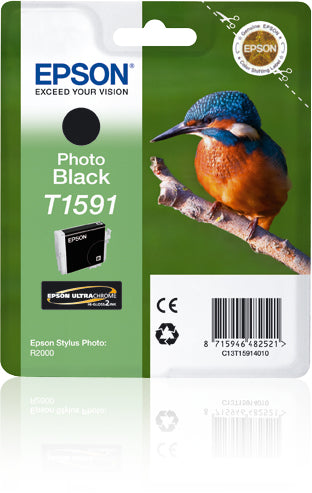 Epson T1591 - 17 ml - black photo - original - blister - ink cartridge - for Stylus Photo R2000