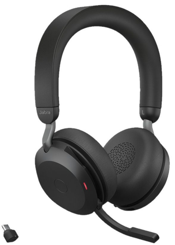 Jabra Evolve2 75 - Auscultadores - no ouvido - bluetooth - sem fios, com cabo - cancelamento de ruído activo - USB-C - isolamento de ruído - preto - Otimizado pata UC