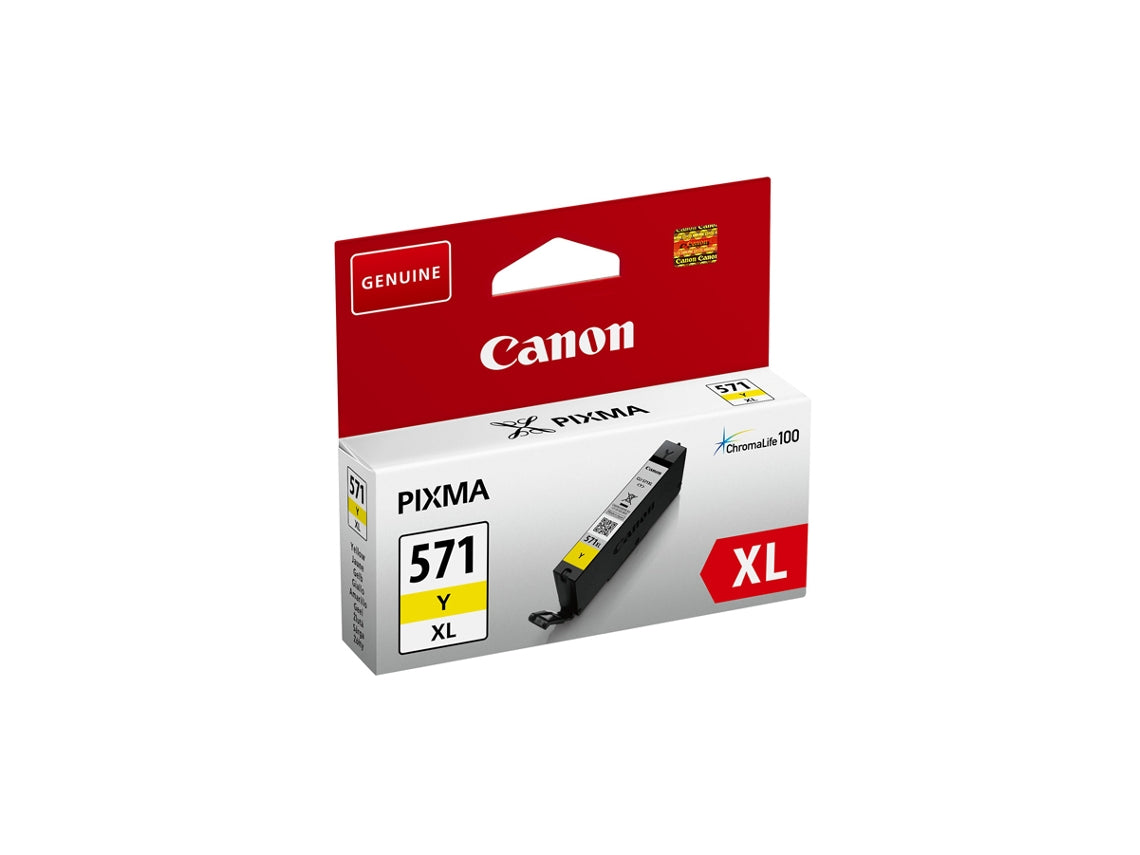 Canon CLI-571Y XL - 11 ml - Alto Rendimento - amarelo - original - blister com segurança - tanque de tinta - para PIXMA TS5051, TS5053, TS5055, TS6050, TS6051, TS6052, TS8051, TS8052, TS9050, TS9055