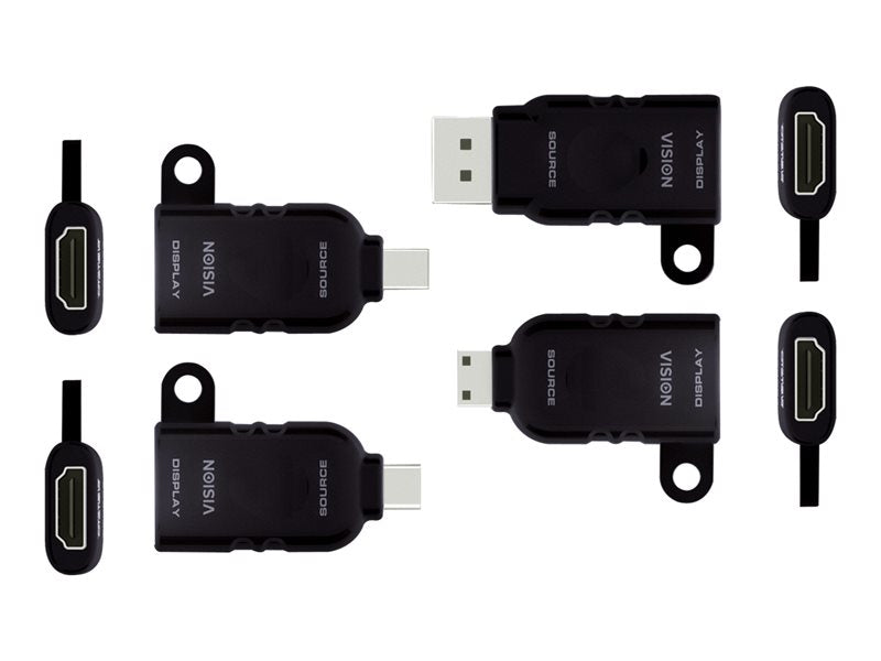 Llavero multiadaptador de grado de instalación VISION Professional - cuatro adaptadores: Mini DisplayPort a HDMI / DisplayPort a HDMI / mini HDMI a HDMI / USB-C a HDMI - 4k - mDP (M) / DP (M) / USB-C (M) /mHDMI (M) a HDMI (H)