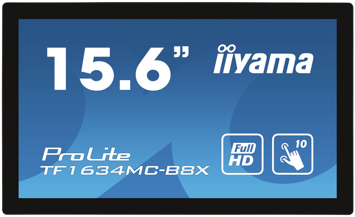 iiyama ProLite TF1634MC-B8X - Monitor LED - 15.6" - moldura aberta - ecrã de toque - 1920 x 1080 Full HD (1080p) @ 60 Hz - IPS - 450 cd/m² - 700:1 - 25 ms - HDMI, VGA, DisplayPort - preto, mate