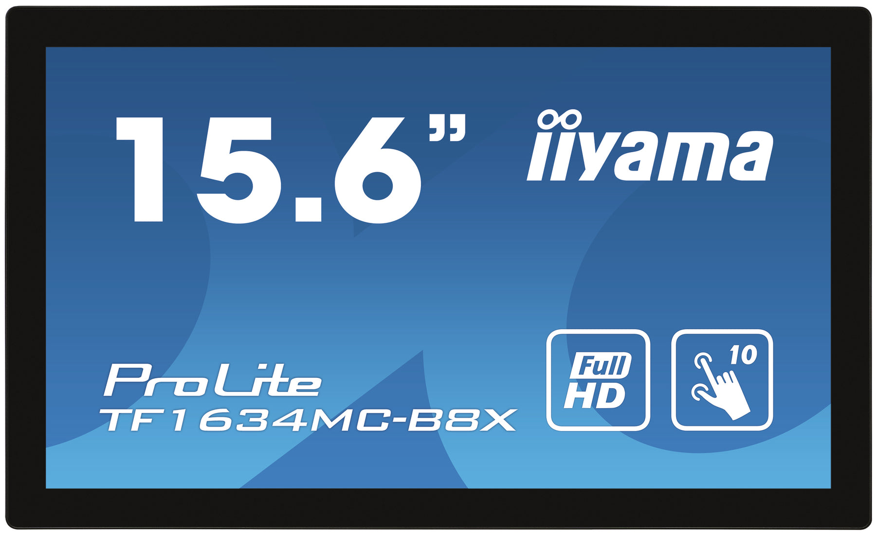 iiyama ProLite TF1634MC-B8X - LED monitor - 15.6" - open bezel - touch screen - 1920 x 1080 Full HD (1080p) @ 60 Hz - IPS - 450 cd/m² - 700:1 - 25 ms - HDMI, VGA, DisplayPort - black, matte